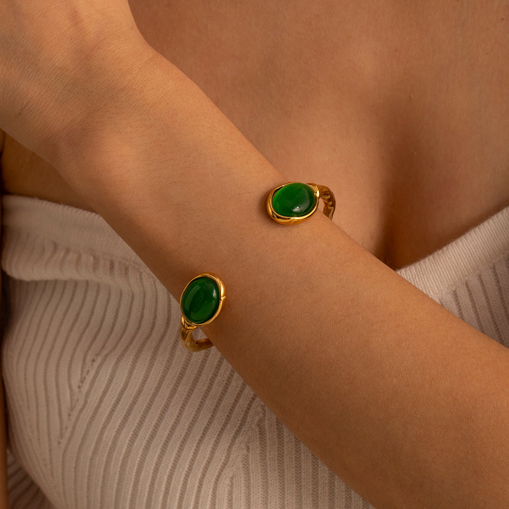 Serene Opal Green Open Bangle