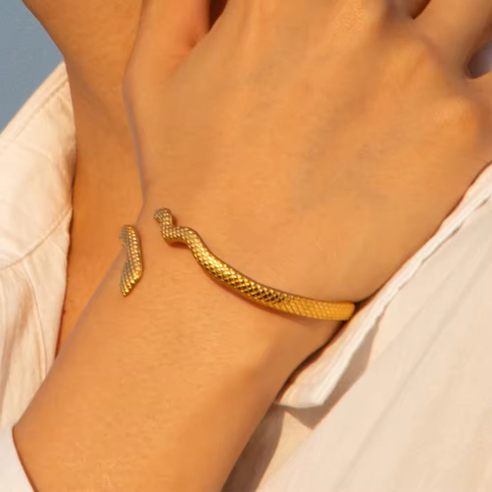 Serpent Charm Coil Bracelet
