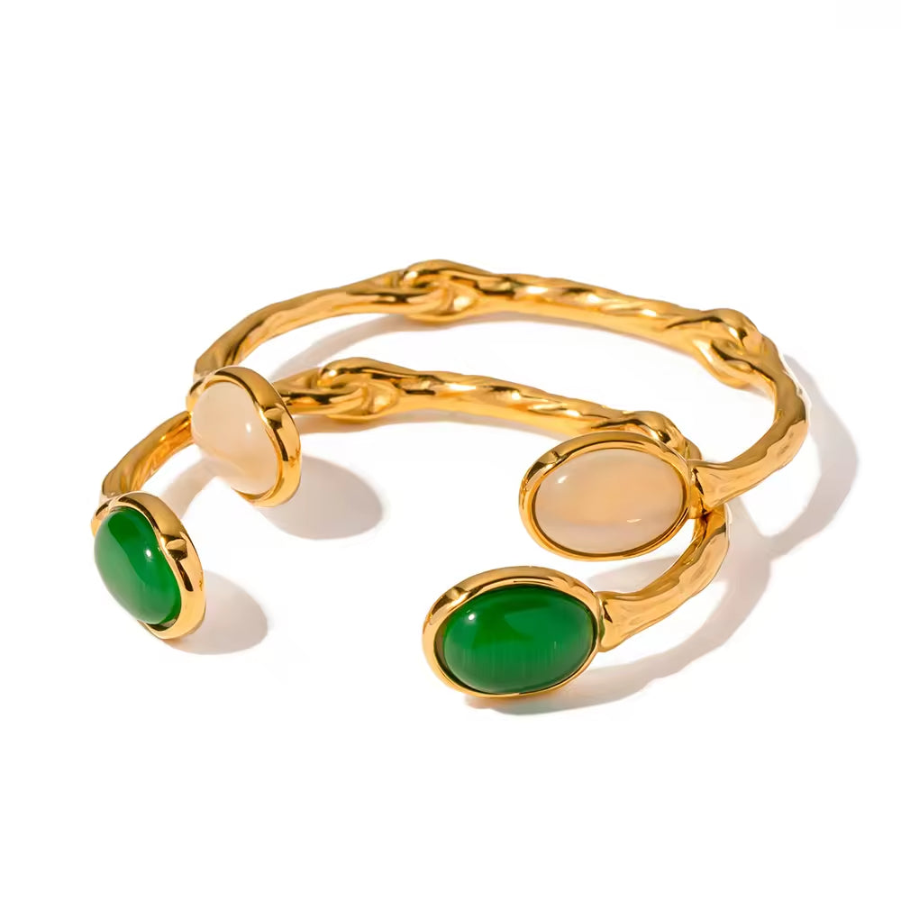 Serene Opal Green Open Bangle