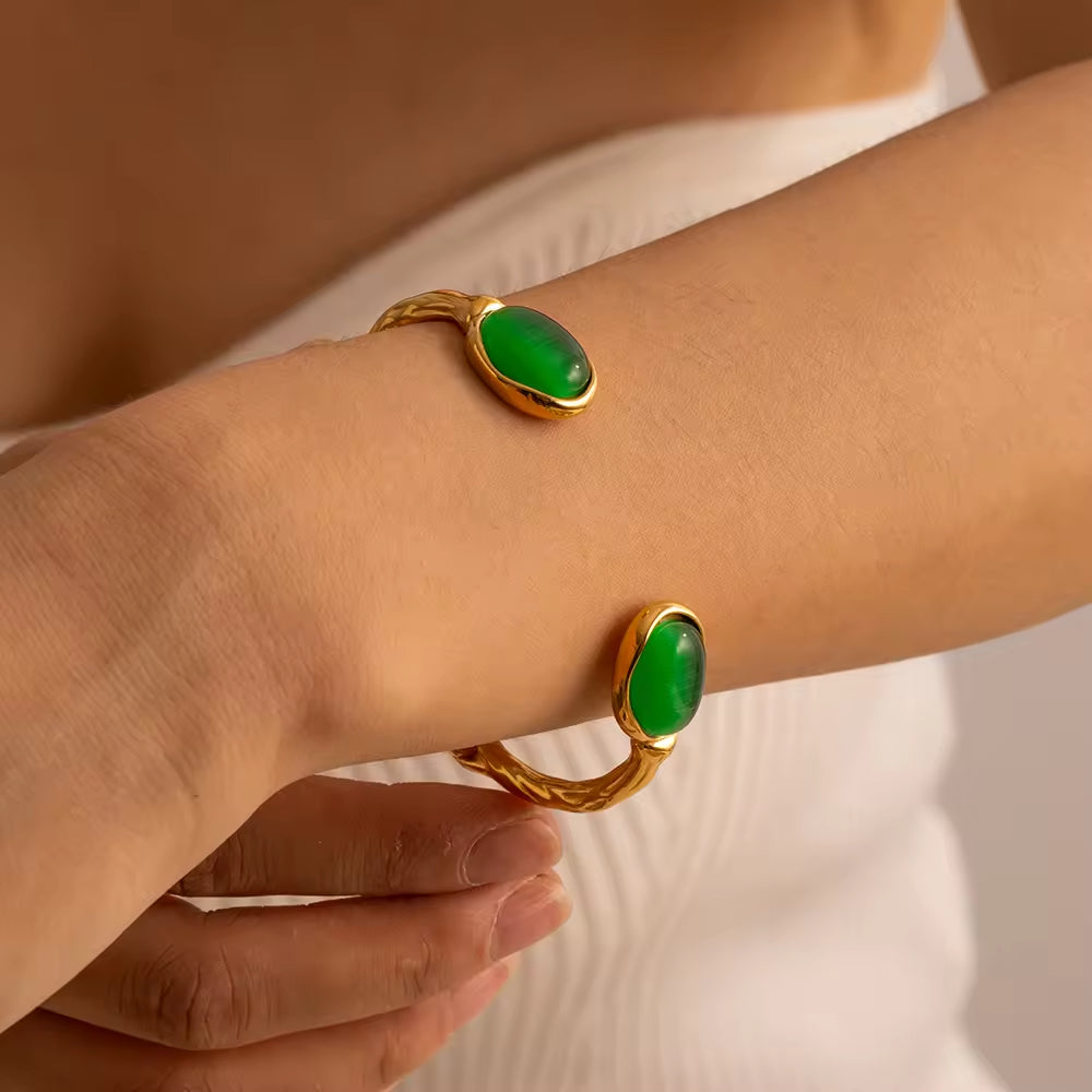 Serene Opal Green Open Bangle