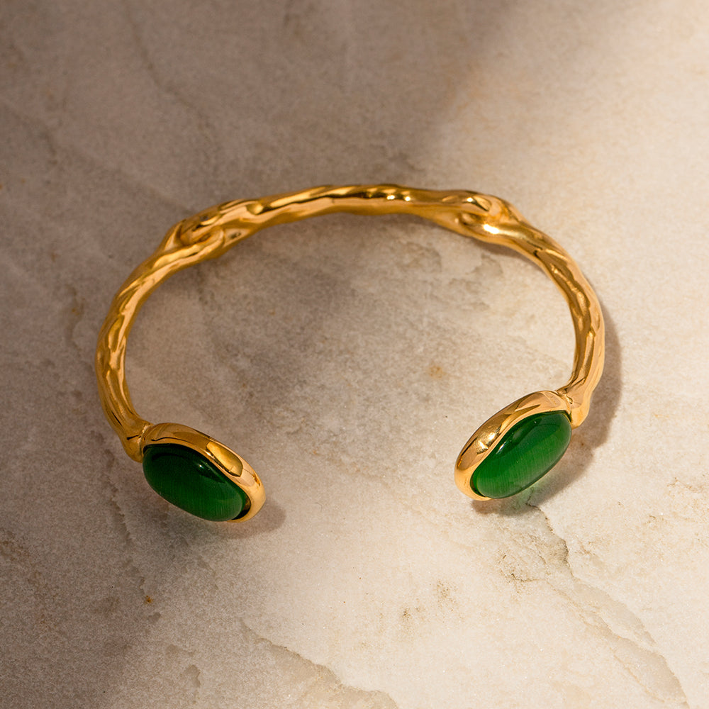 Serene Opal Green Open Bangle