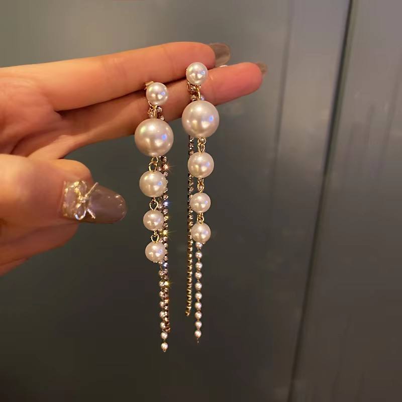 Midnight Pearl Rain Earrings
