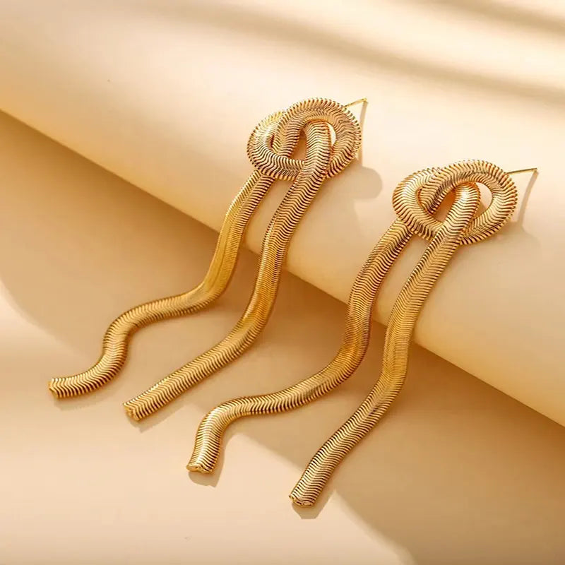 Snake Chain Tassel Earrings