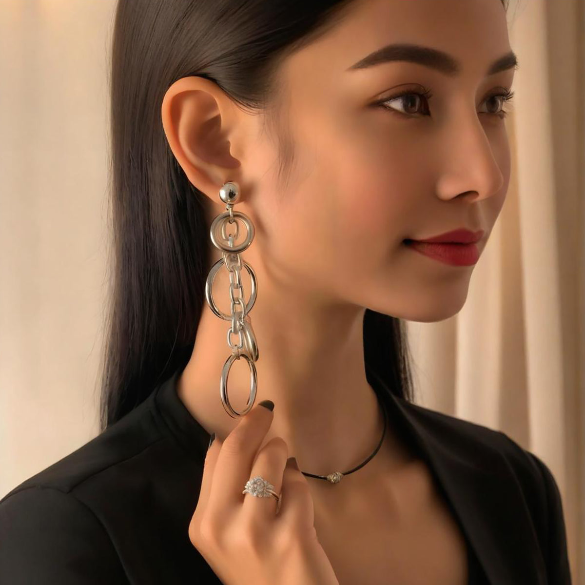Cross Circle Long Studs