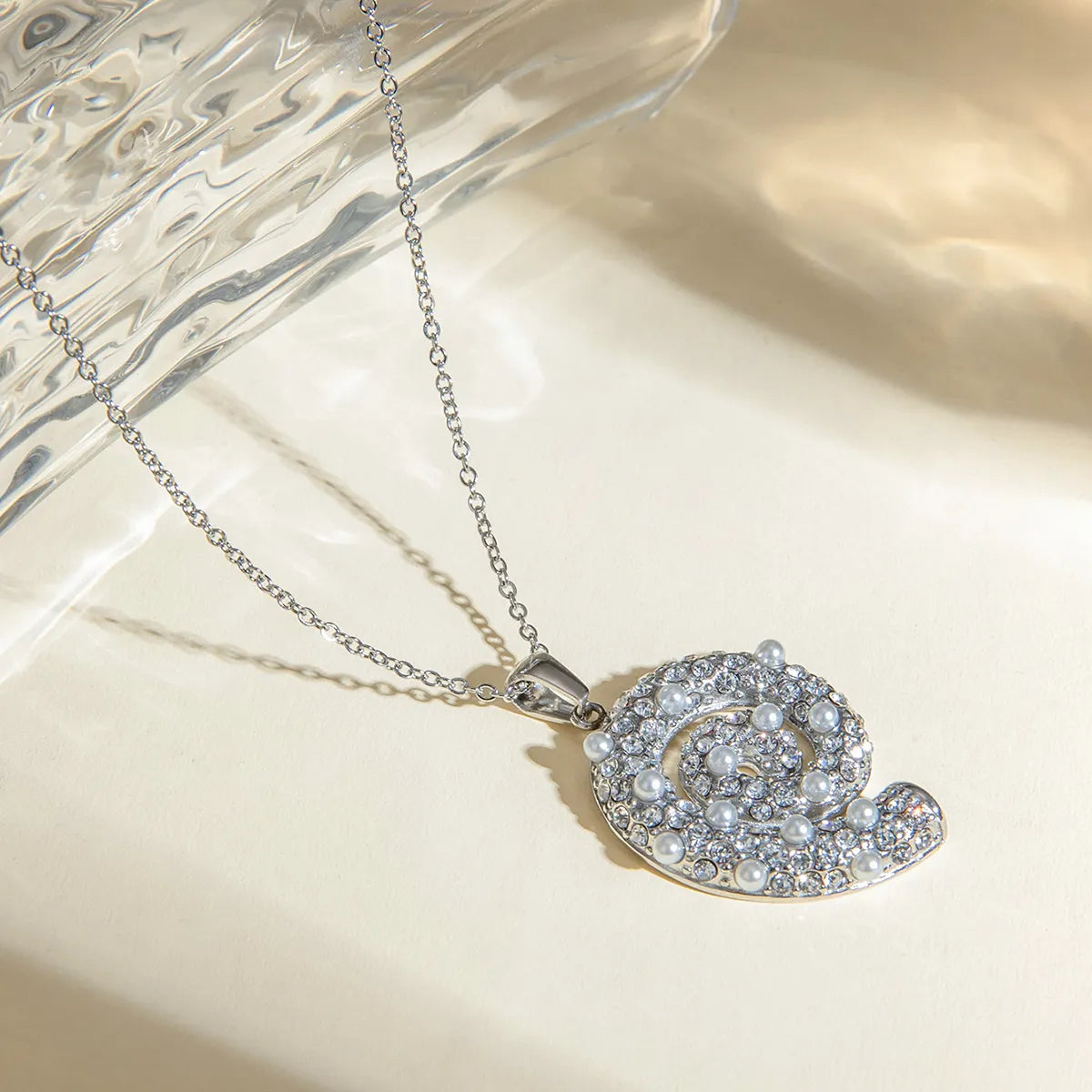 Spiral Pearl Pendant Necklace