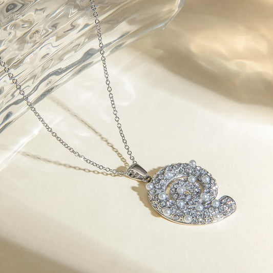 Spiral Pearl Pendant Necklace