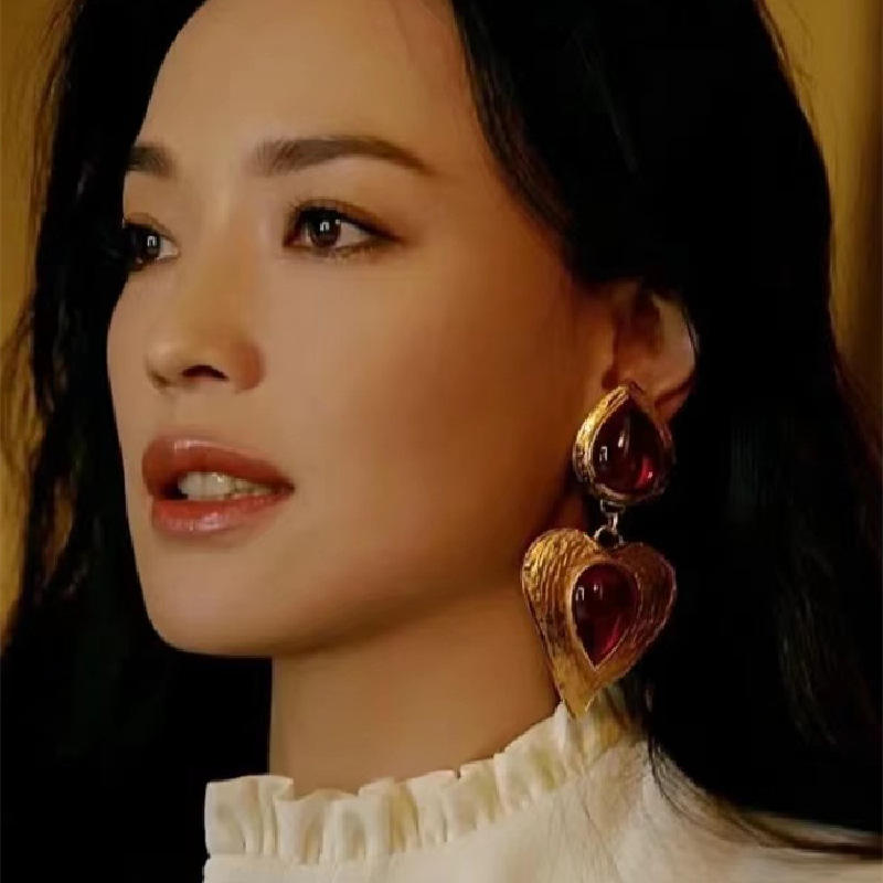 Scarlet Ember Shield Earrings