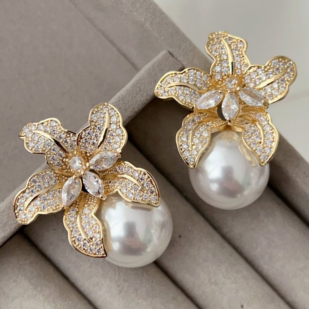 Lustrous Bloom Pearl Earrings
