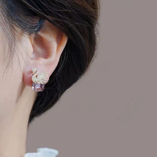 Lavender Swan Studs
