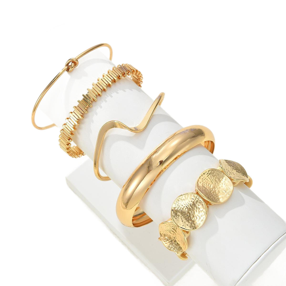 Contemporary Gold Bracelet Stack
