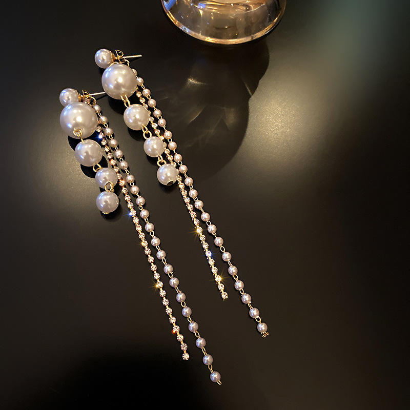 Midnight Pearl Rain Earrings