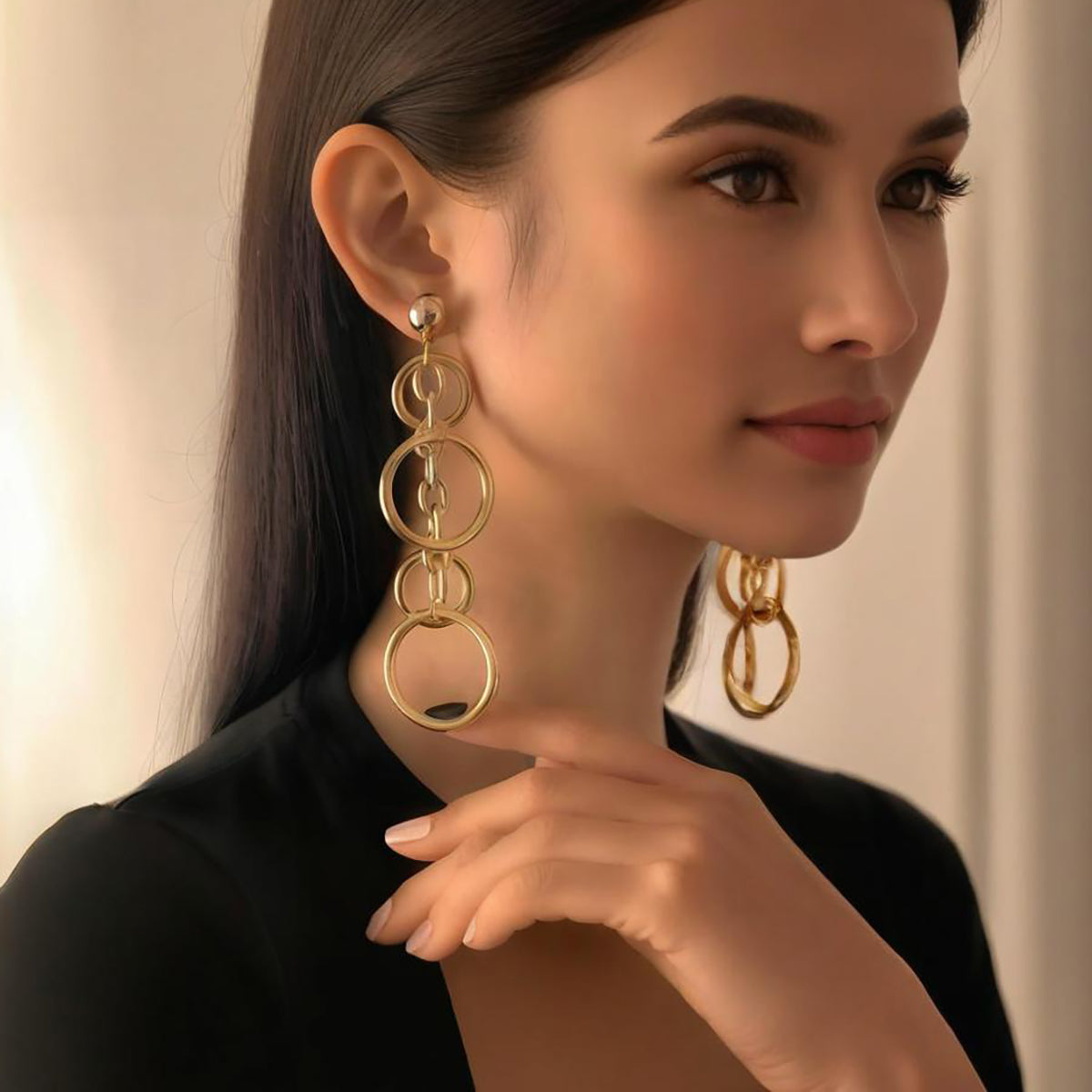 Cross Circle Long Studs
