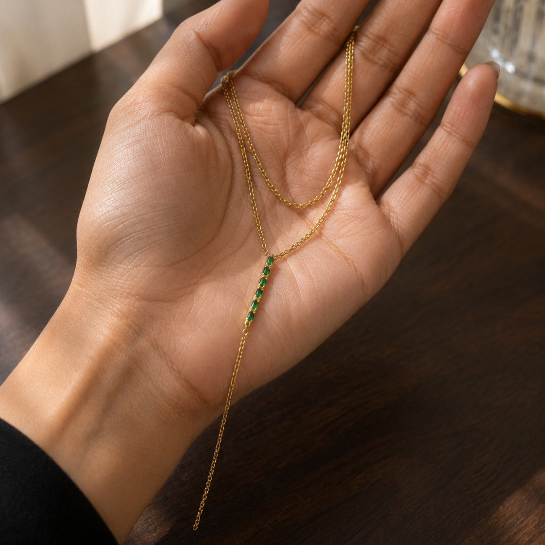 Emerald Y-Drop Necklace