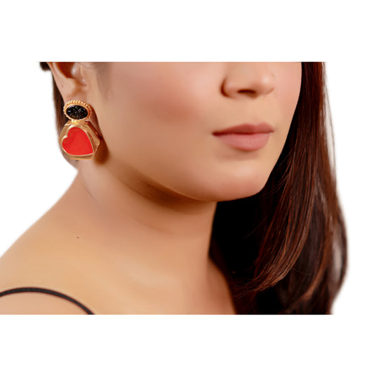 Red Heart Stud Earrings