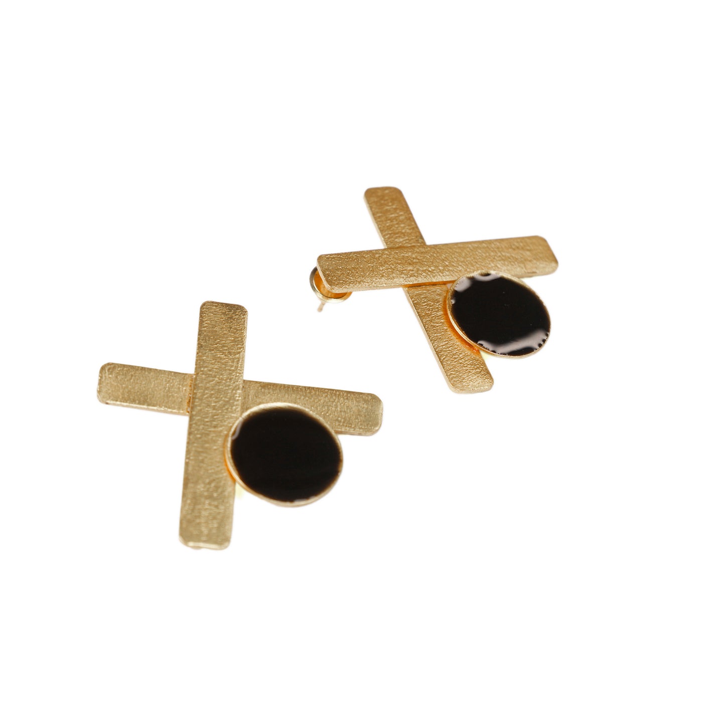 Black Drop Golden Earrings