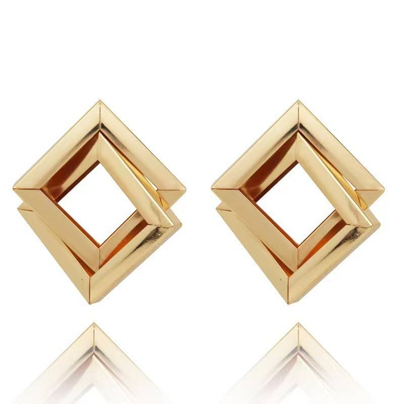 Golden Frame Drop Earrings