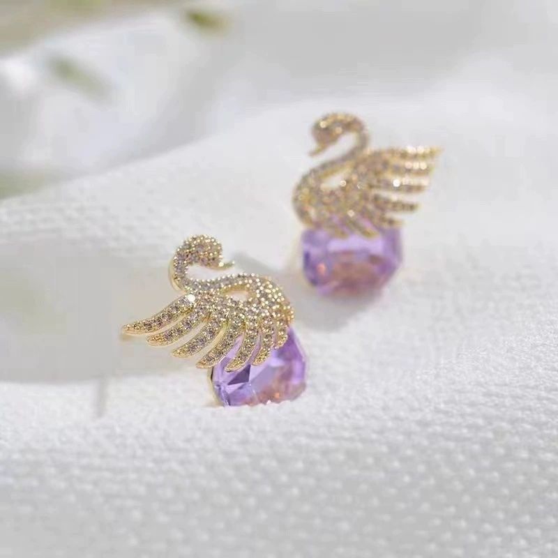 Lavender Swan Studs