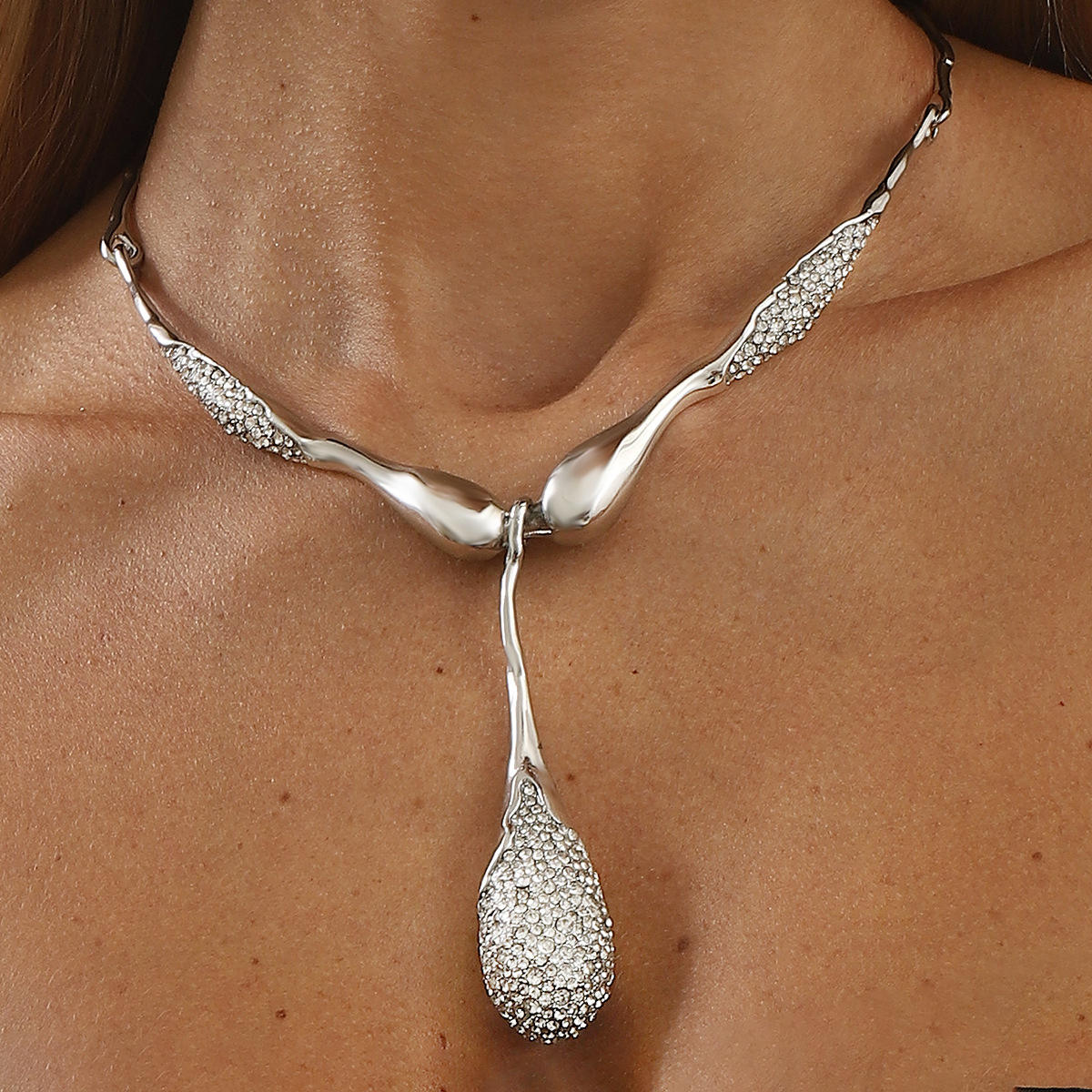 Gilded Tear Pendant Necklace