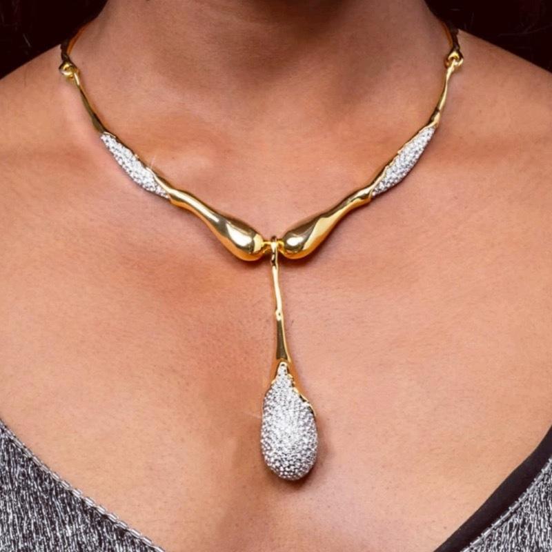 Gilded Tear Pendant Necklace