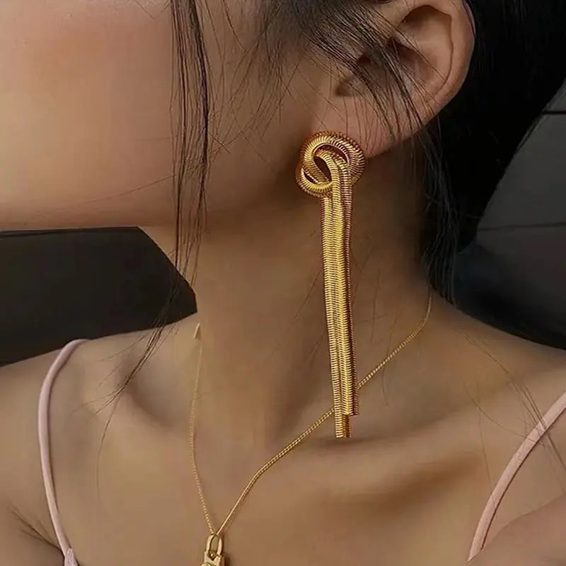 Snake Chain Tassel Earrings
