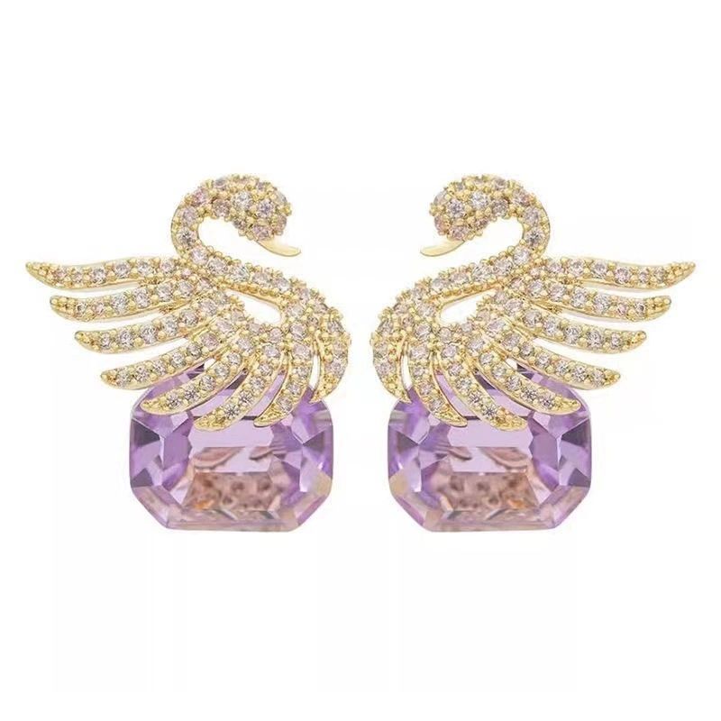 Lavender Swan Studs