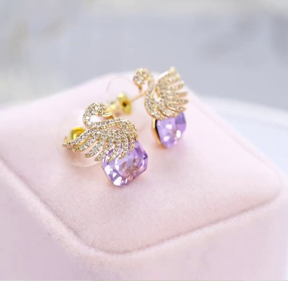 Lavender Swan Studs