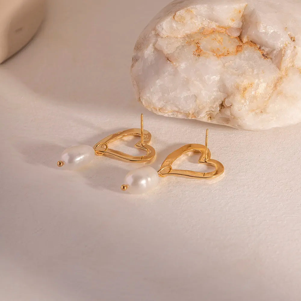 Pearl Heart Studs