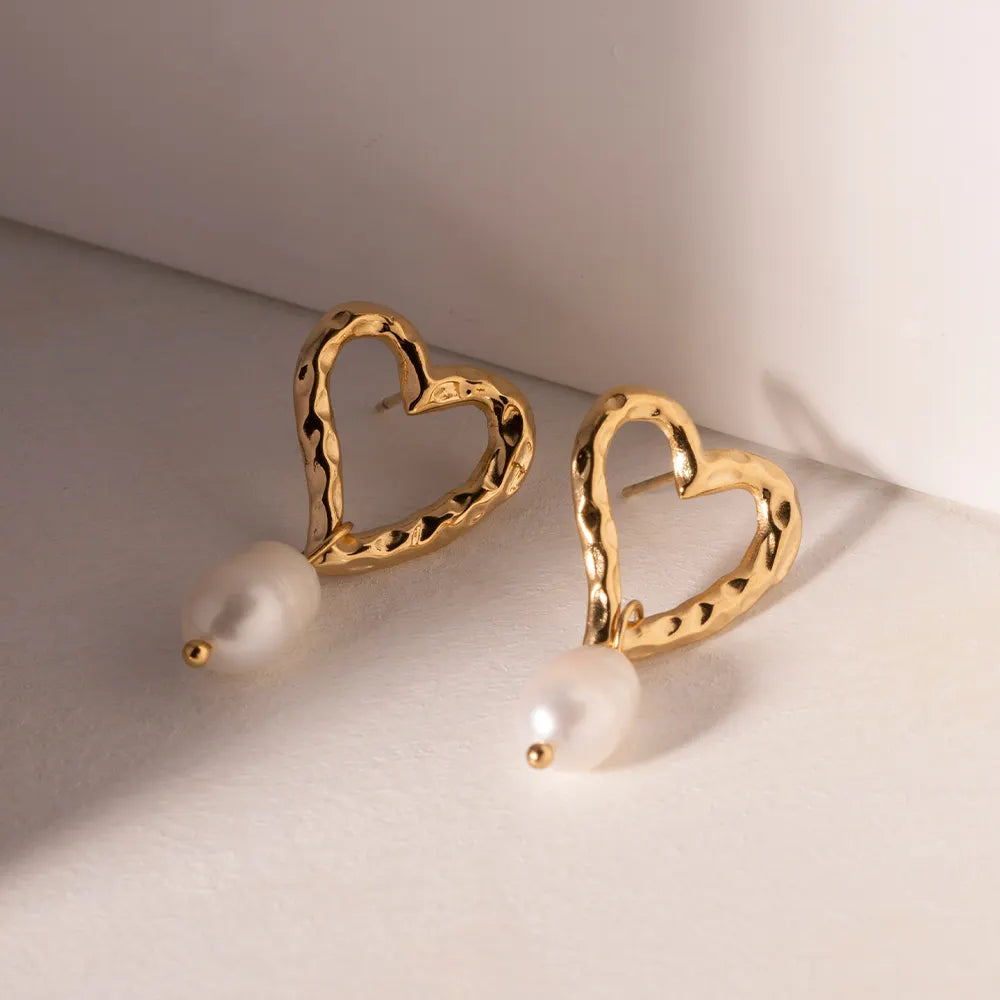 Pearl Heart Studs