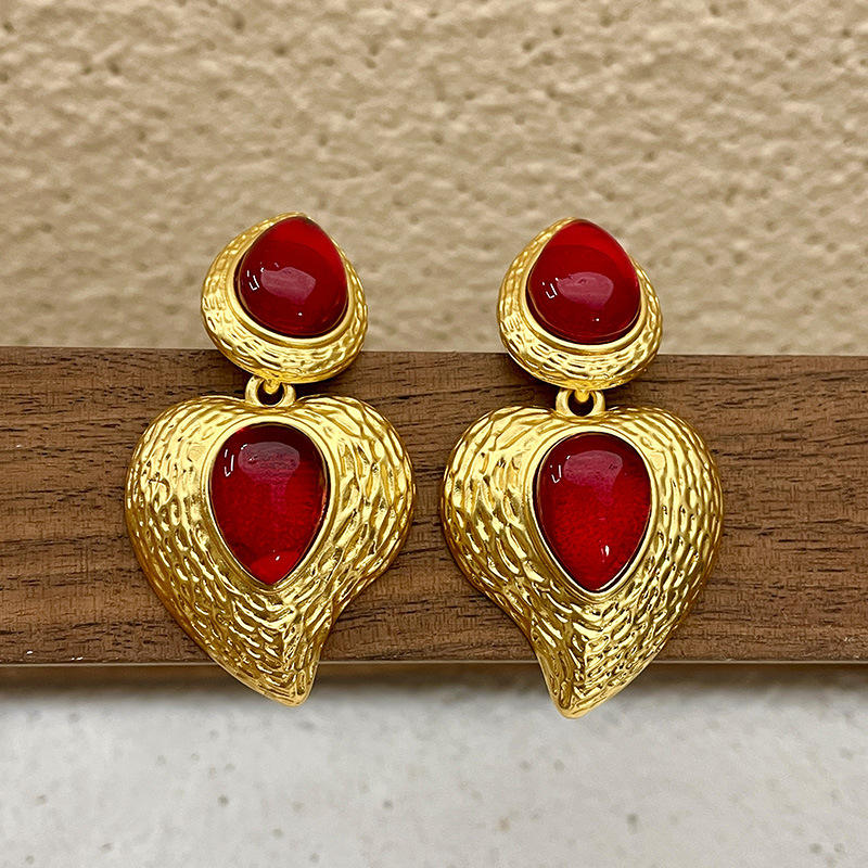 Scarlet Ember Shield Earrings
