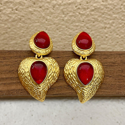 Scarlet Ember Shield Earrings