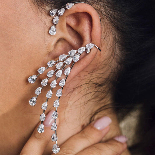 Crystal Waterfall single Ear Cuff