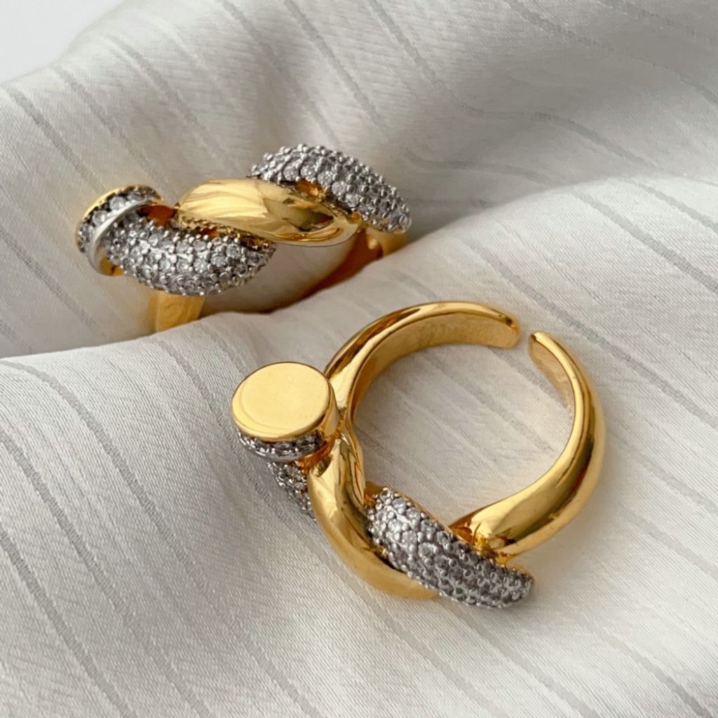 Two Tone Twist Adjustable Ring