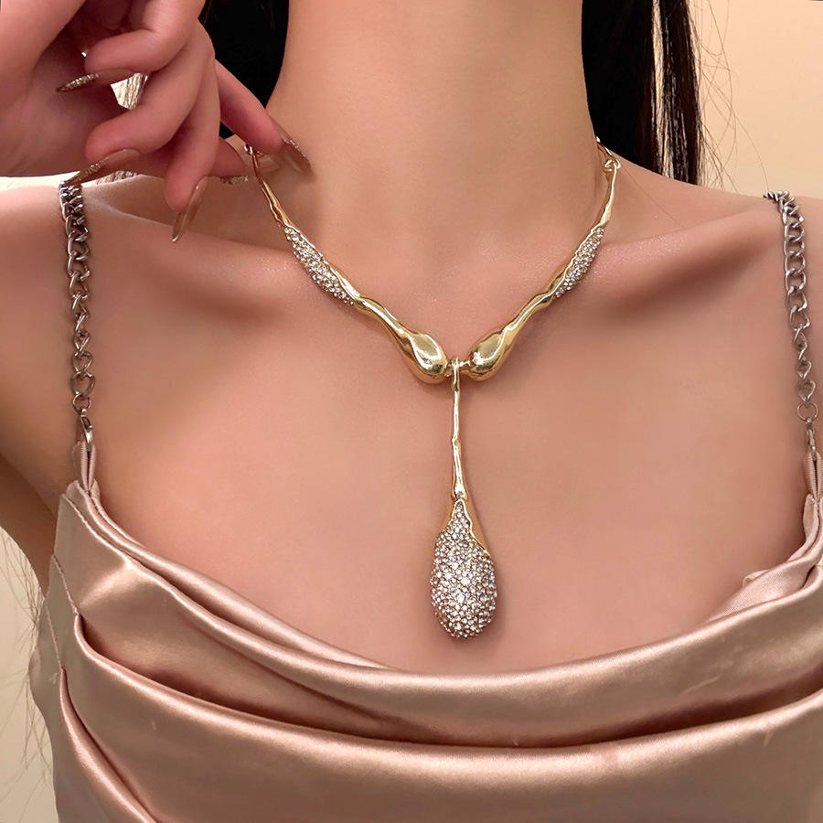 Gilded Tear Pendant Necklace
