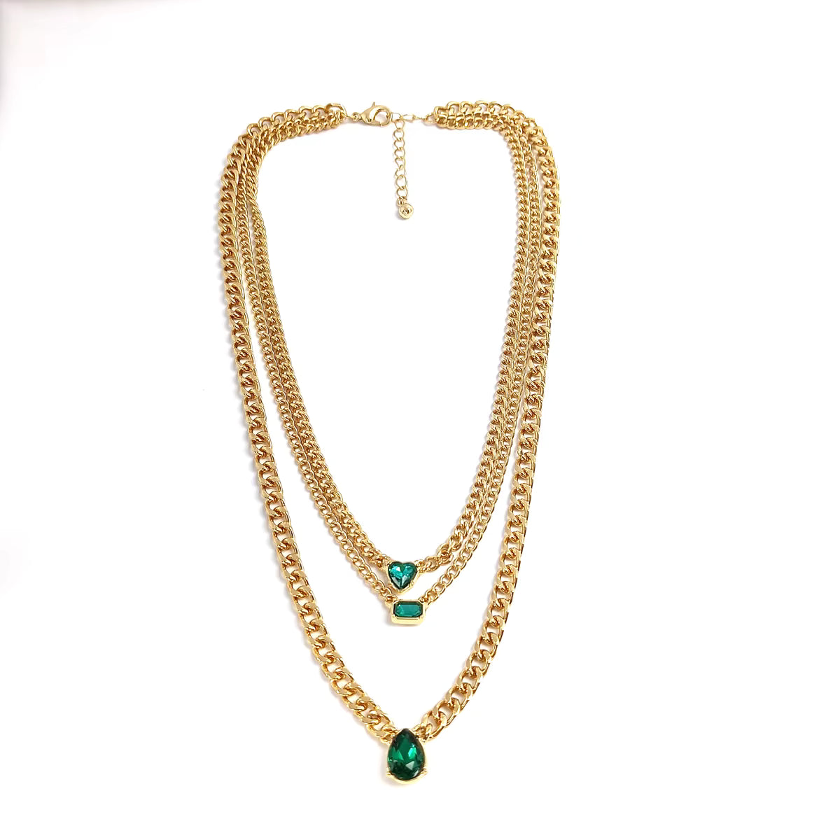 Emerald Drop Layered Necklace