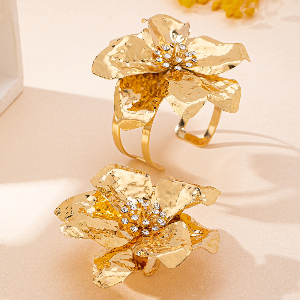 Gold Floral bracelet & Ring set