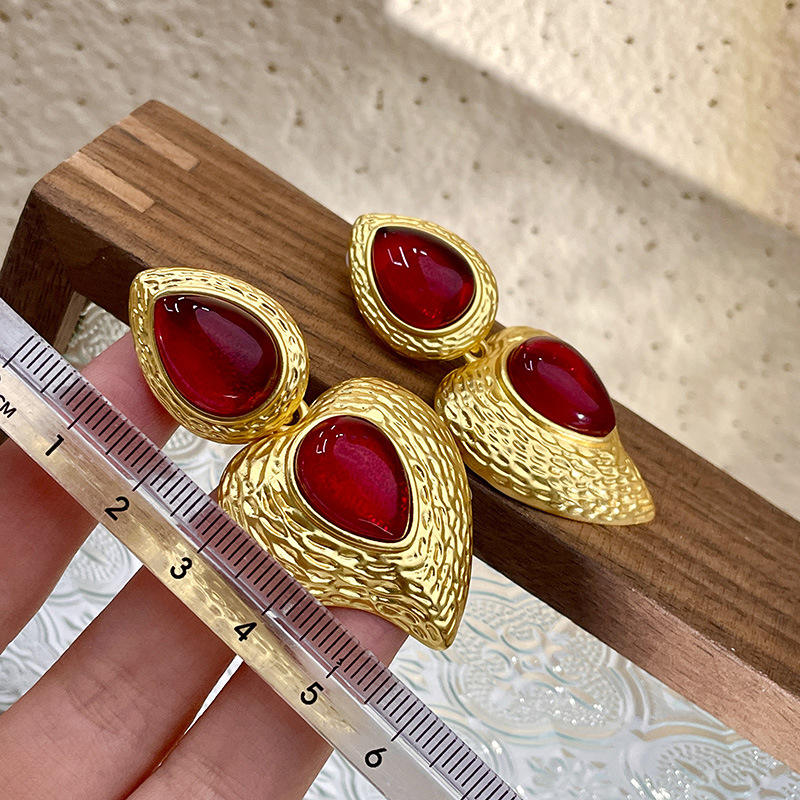 Scarlet Ember Shield Earrings