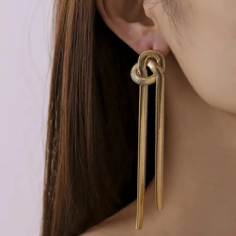 Snake Chain Tassel Earrings