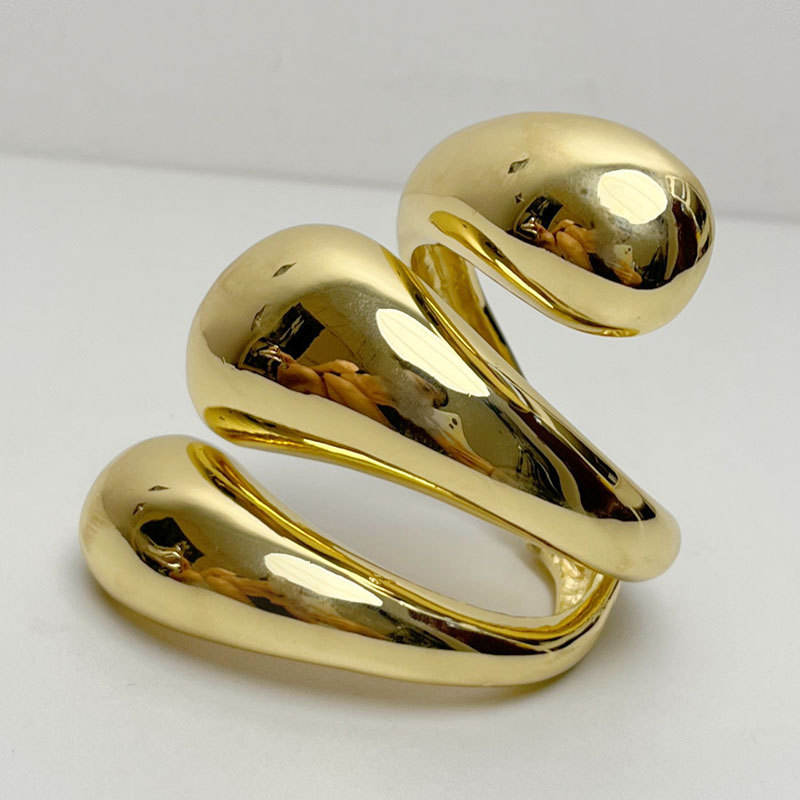 Chunky Sculptural Gold Cuff Bracelet