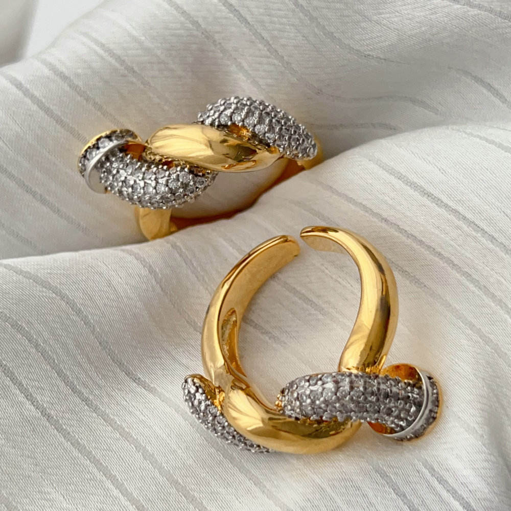 Two Tone Twist Adjustable Ring