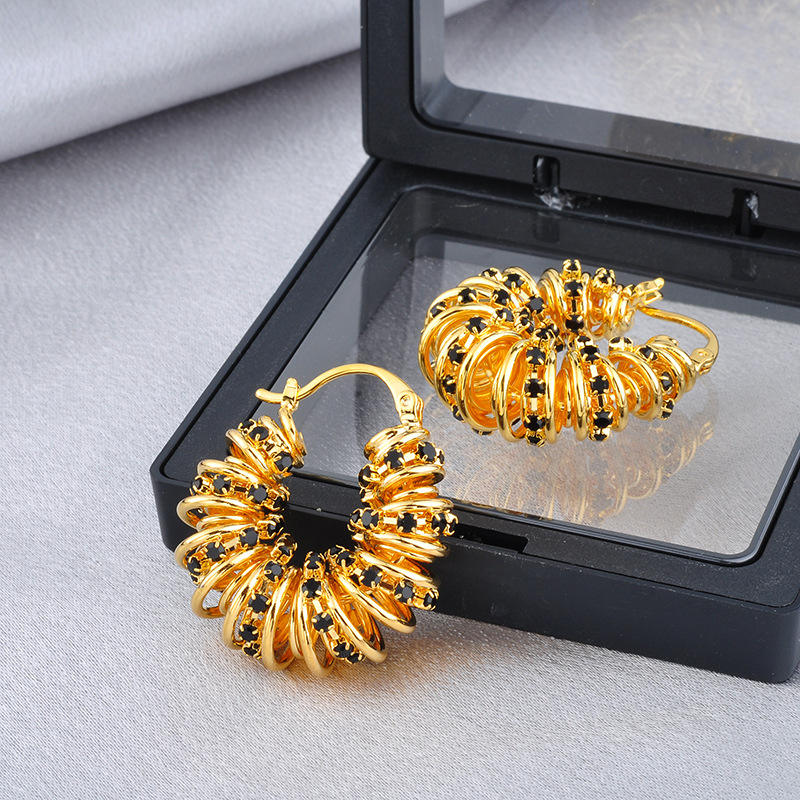 Midnight Golden Hoops