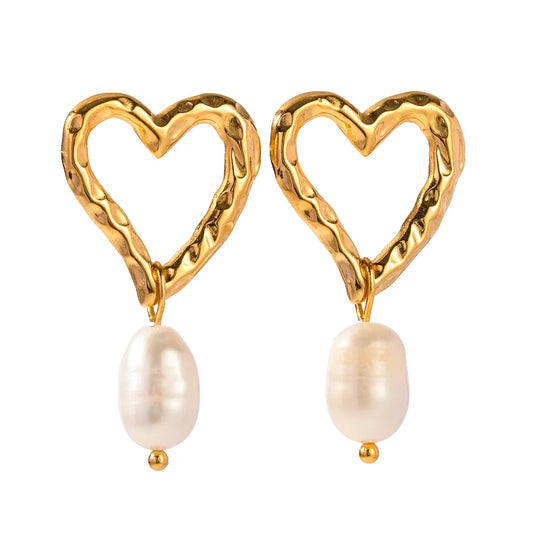Pearl Heart Studs