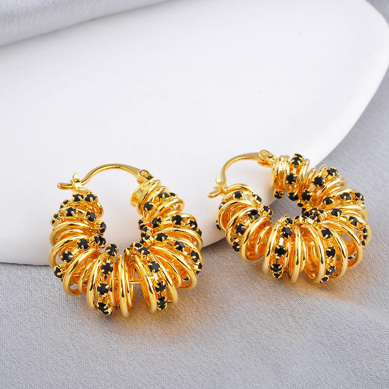 Midnight Golden Hoops