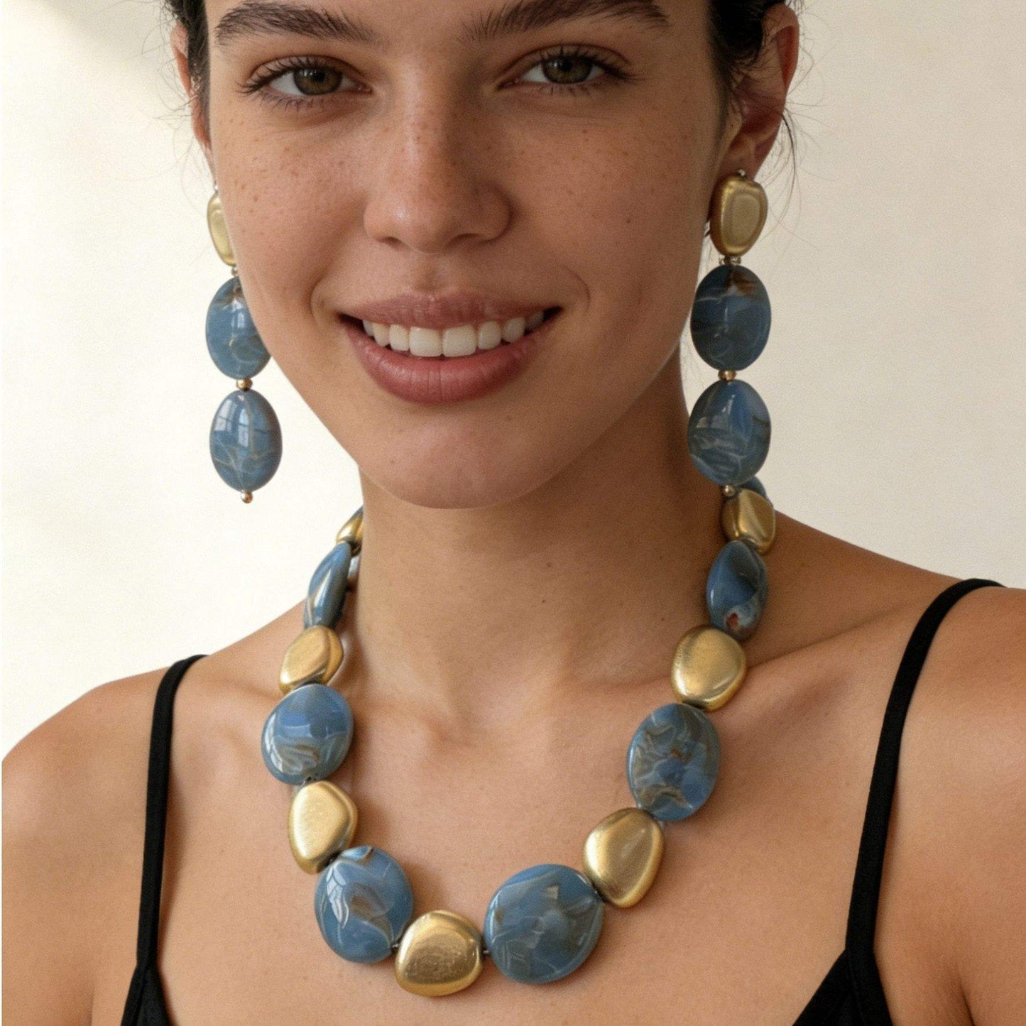 Blue Opal Necklace & Earring Set
