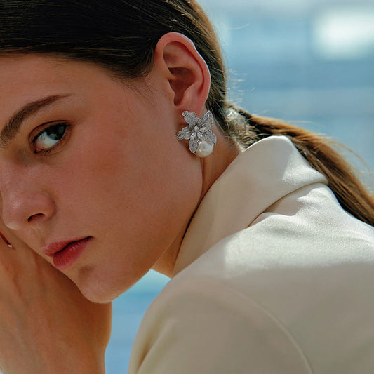 Lustrous Bloom Pearl Earrings