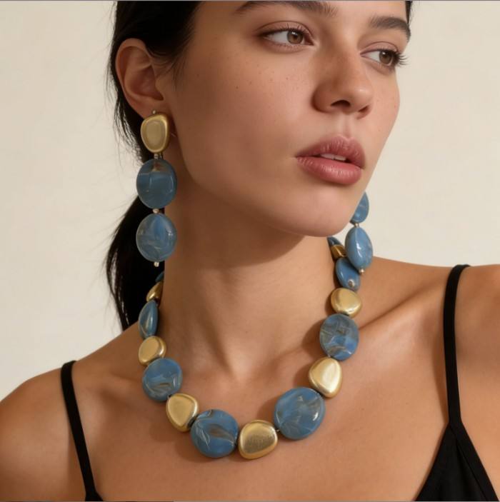 Blue Opal Necklace & Earring Set
