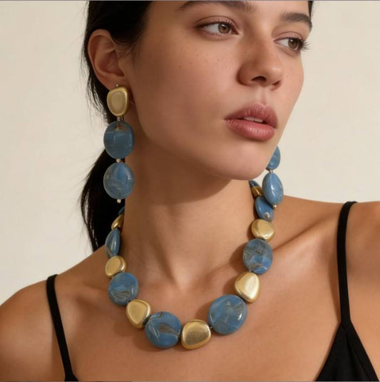 Blue Opal Necklace & Earring Set