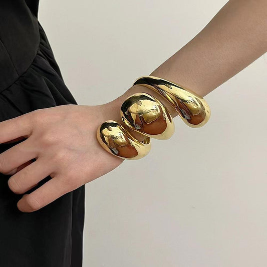 Chunky Sculptural Gold Cuff Bracelet