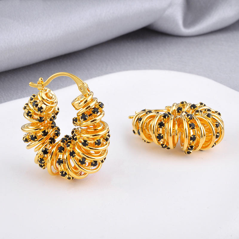 Midnight Golden Hoops