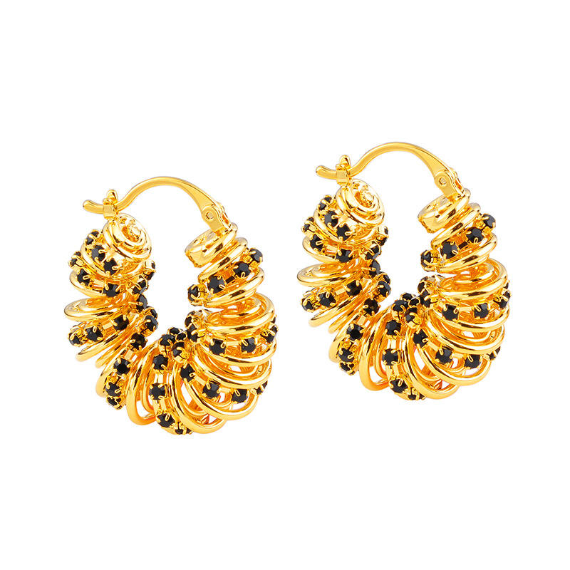 Midnight Golden Hoops