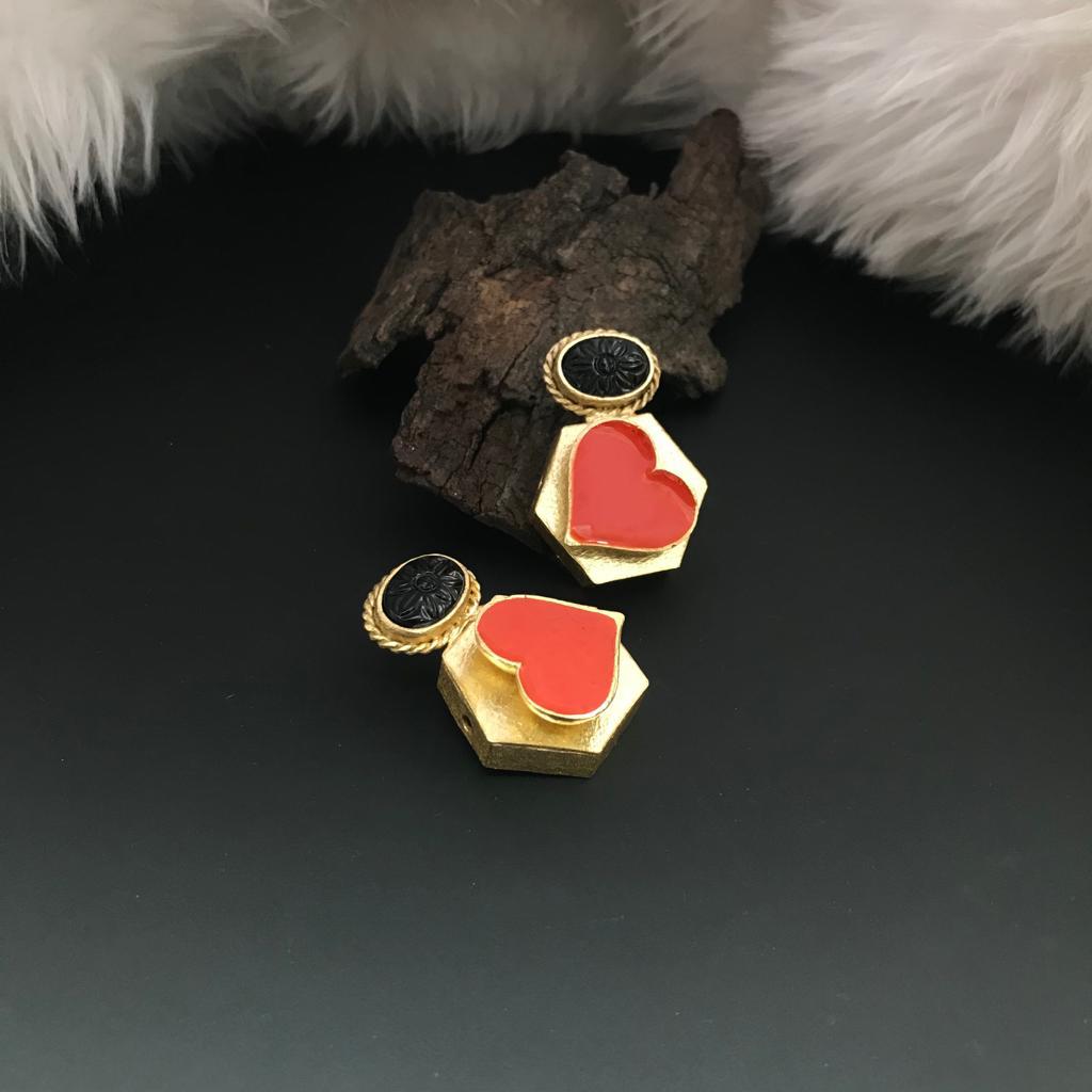 Red Heart Stud Earrings